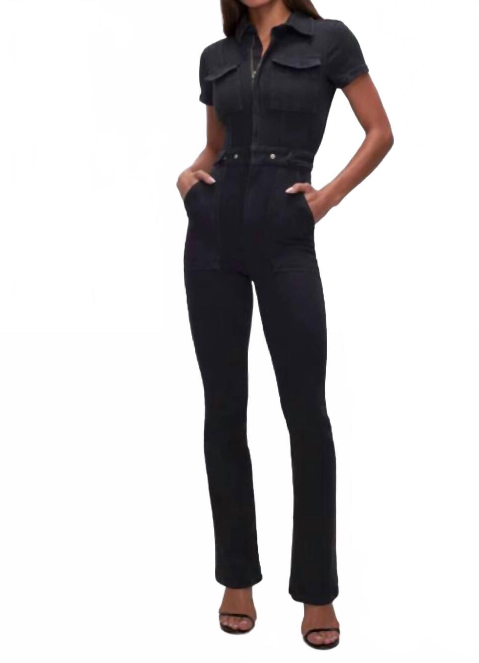 NEW GOOD AMERICAN fit for success bootcut jumpsuit in black